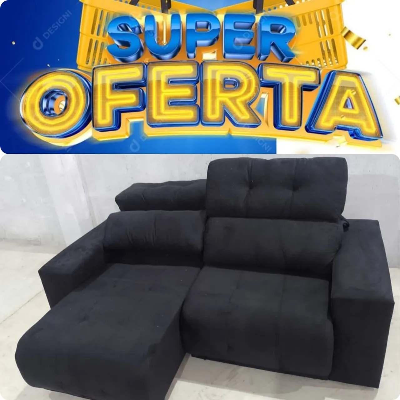 Super oferta sofá 3 lugares retrátil preto