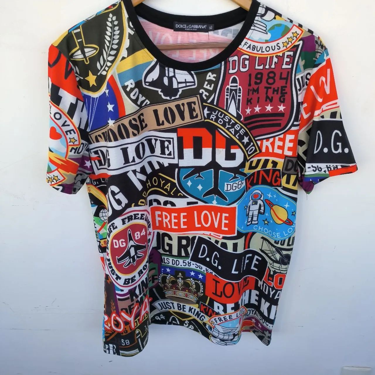 Camiseta Estampada Camisa Dolce Gabbana Masculina Camiseta De