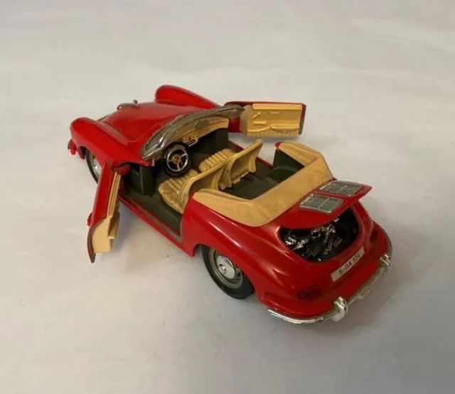 Miniatura Porsche 356 B Coupê 1961 Bburago 1/24 Vermelho - Foto 3