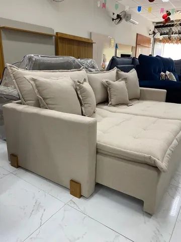 Sofá Cama Retrátil Zara 2,20m Molas Bonnel  Linho tt64 - Foto 3