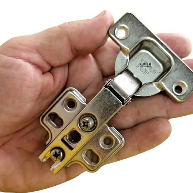 kit 4 Dobradiça Reta Inox c/ Amortecedor 35mm | Porta de Armário | Guarda Roupas - Foto 4