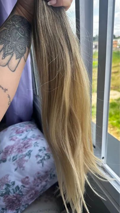 Mega Hair Loiro 160 g cabelo humano 55 cm  - Foto 4