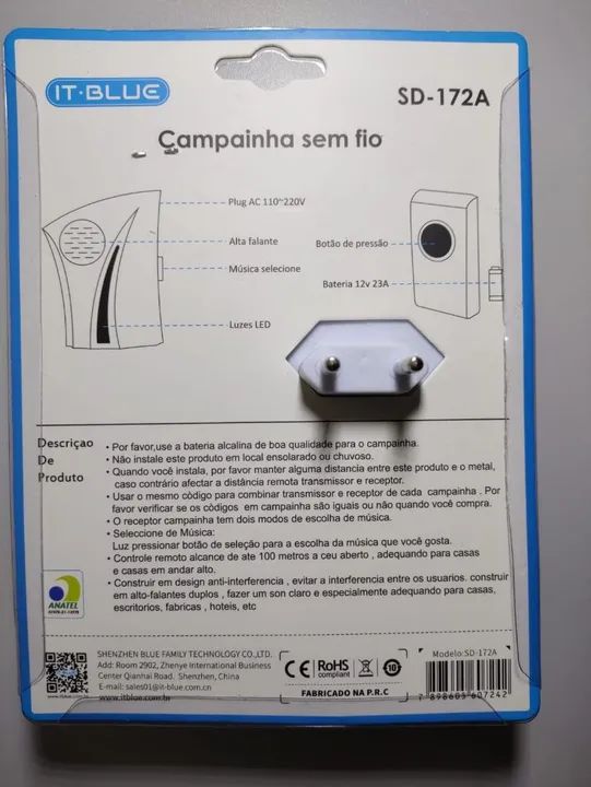 Campainha Residencial Wireless Sem Fio Doméstica  - Foto 4