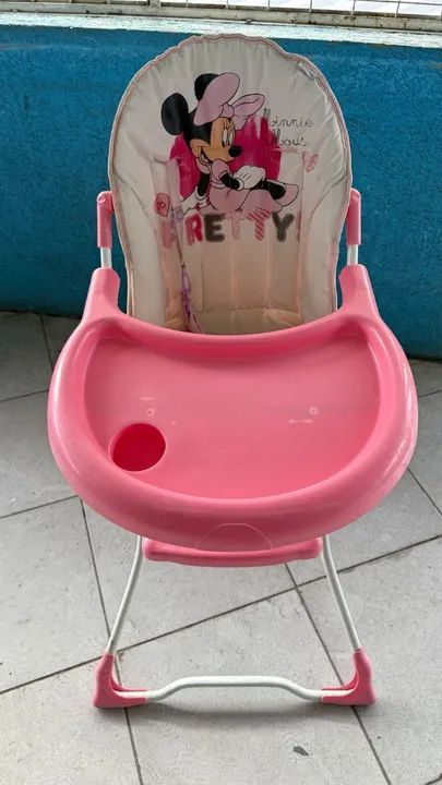 cadeira alimentação rosa usada - Foto 3