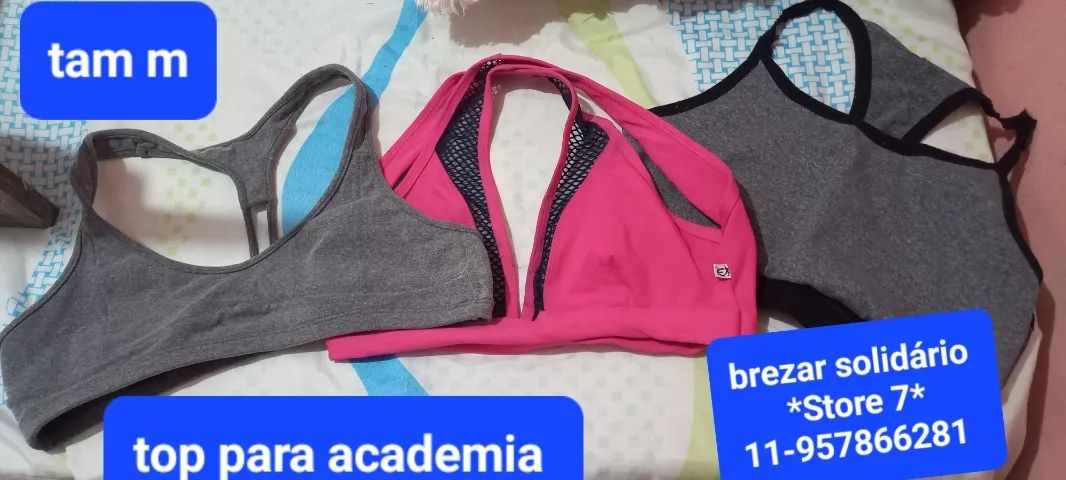 kit 3 tops academia tam p/m...há+modelos e tam...zap 11- *