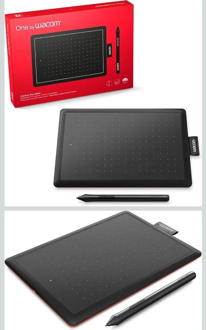 Wacom One CTL472 - Mesa Digitalizadora, Preto / Vermelho