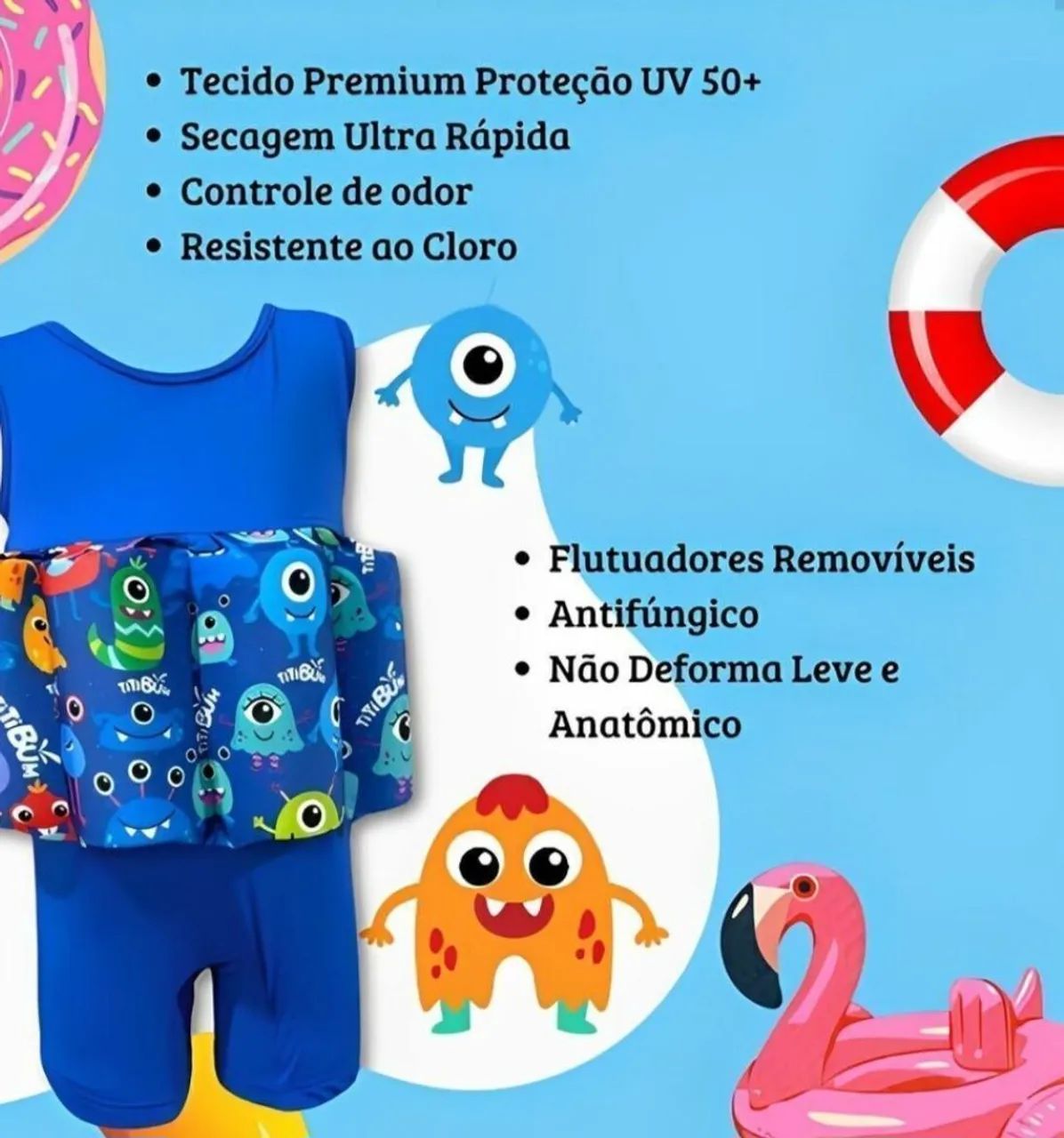 Roupa Flutuante Infantil com Boia Integrada - Foto 5