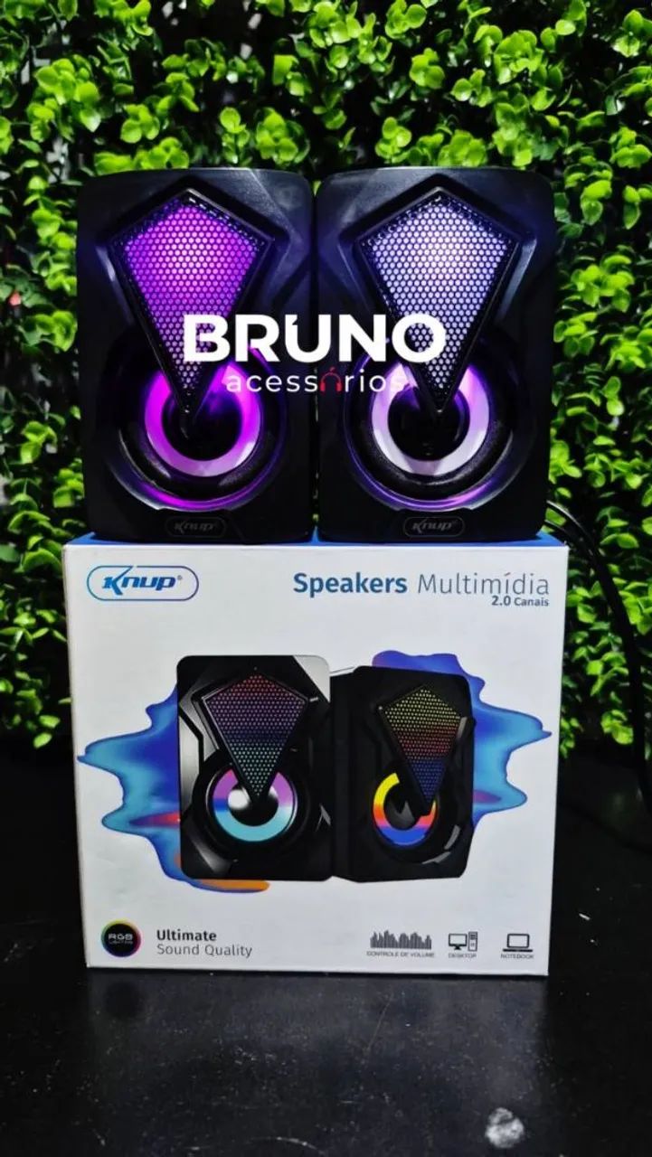 Caixa de Som para Pc com saída Auxiliar e USB <br><br>- Caixa de som com Led RGB