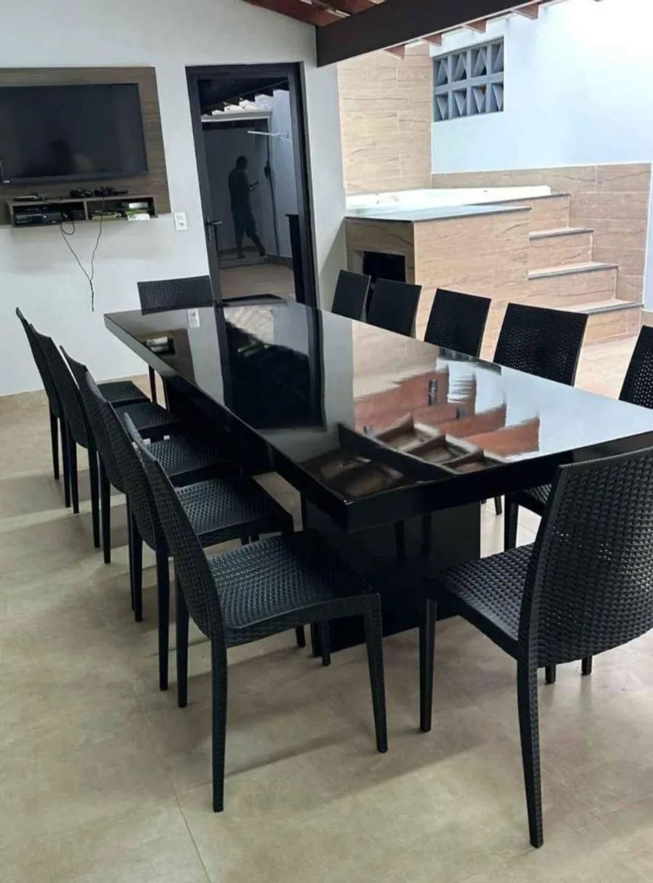 Mesa de Ardósia rústica com bancos embutidos - Foto 2