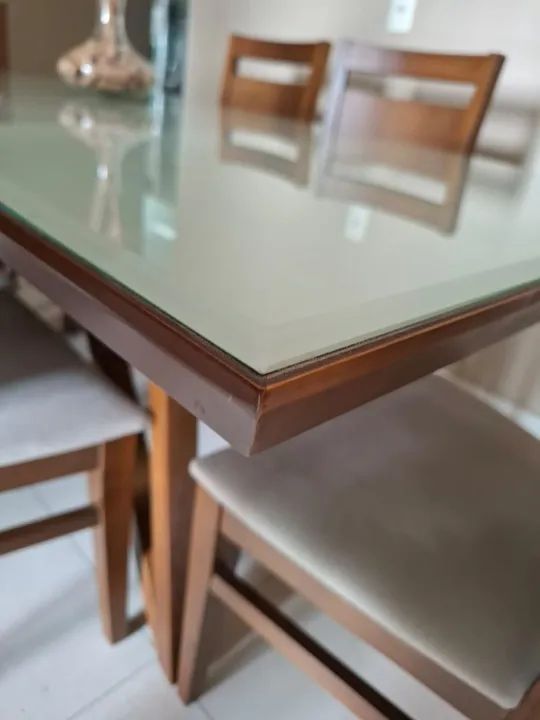 Mesa de Jantar de Vidro com 6 Cadeiras - Foto 2