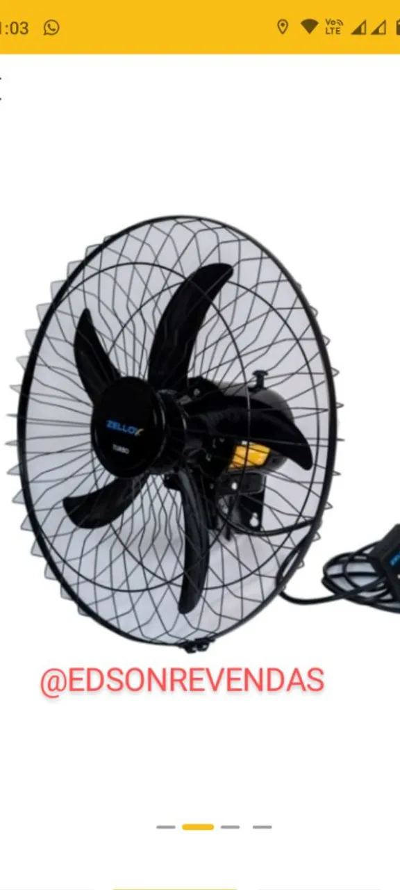 Ventilador de Parede ZELLOY TURBO - Novo!
