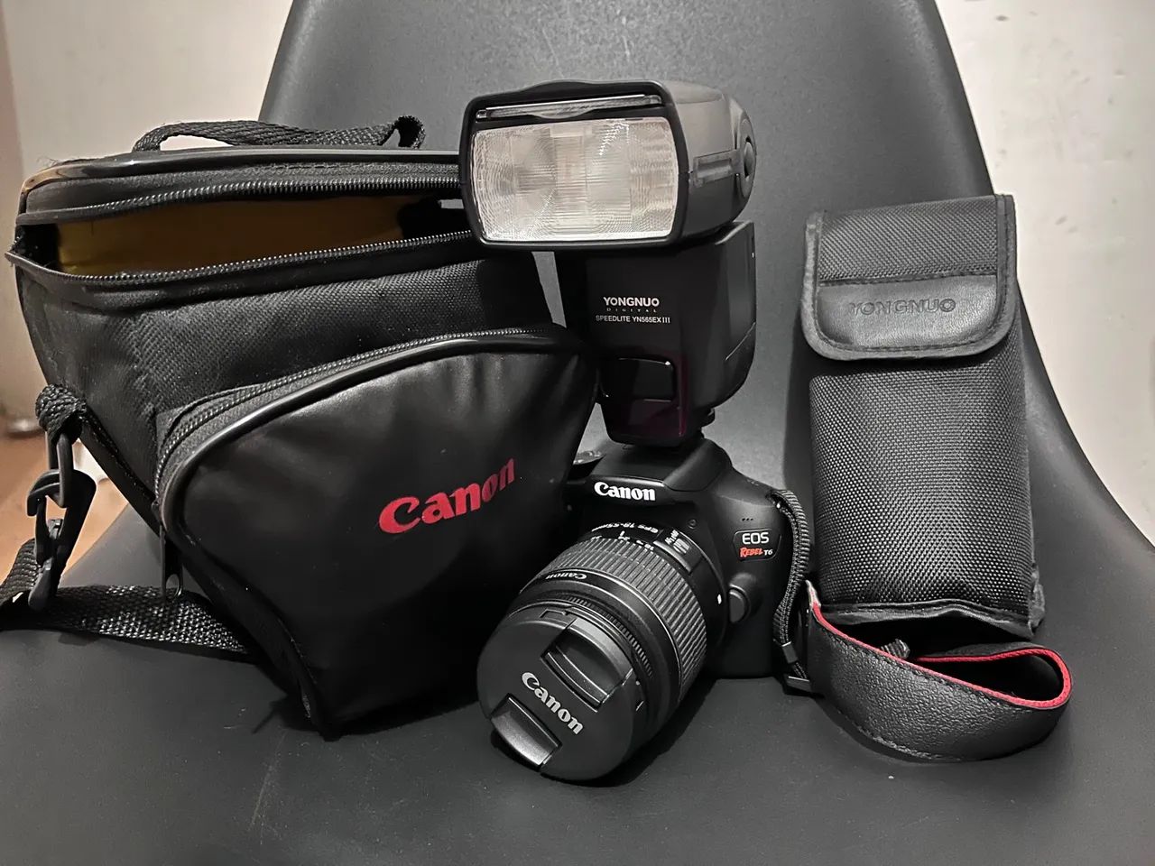 Câmera Canon DSLR com Lente + Flash Yongnuo  - Foto 5