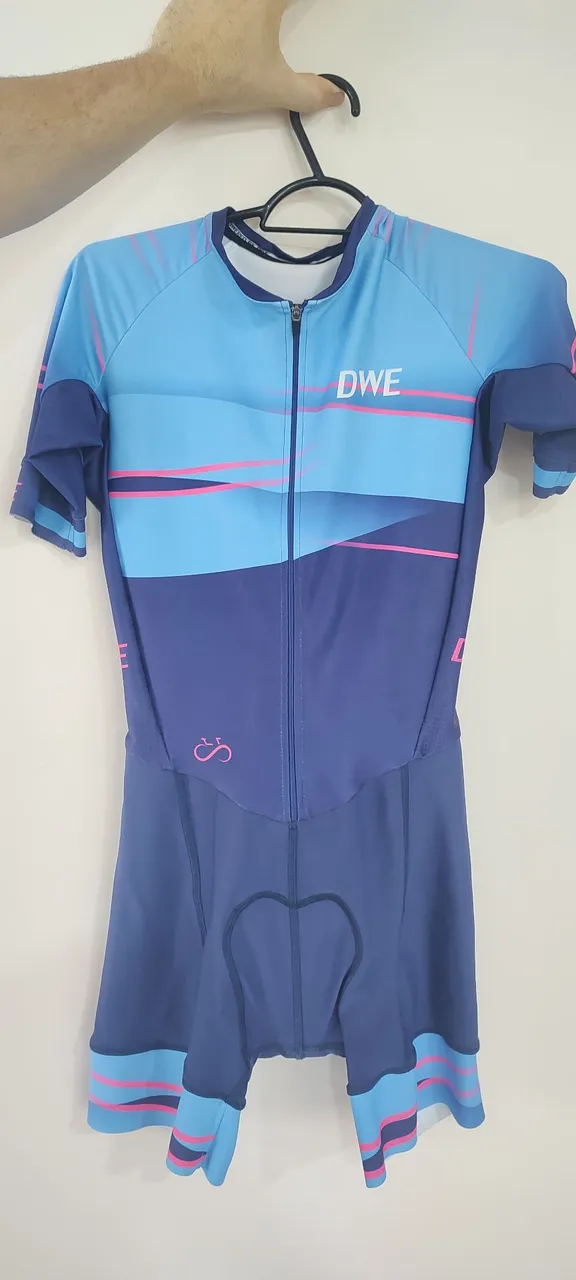 Macacão Ciclismo Feminino DWE - Azul e Rosa