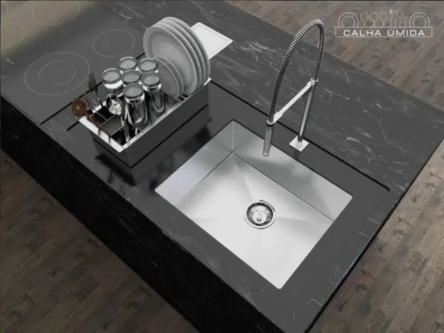 Cesto Escorredor Inox 3 Módulos Para Cuba - Calha Úmida - Foto 6