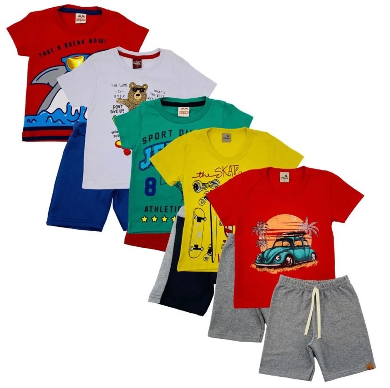 Kit de camisetas e shorts infantis