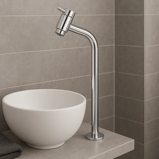 Torneira Banheiro Mesa Bica Alta Cuba Apoio ¼ Volta 1198 Fit Cromado Esteves VTM298CWB
