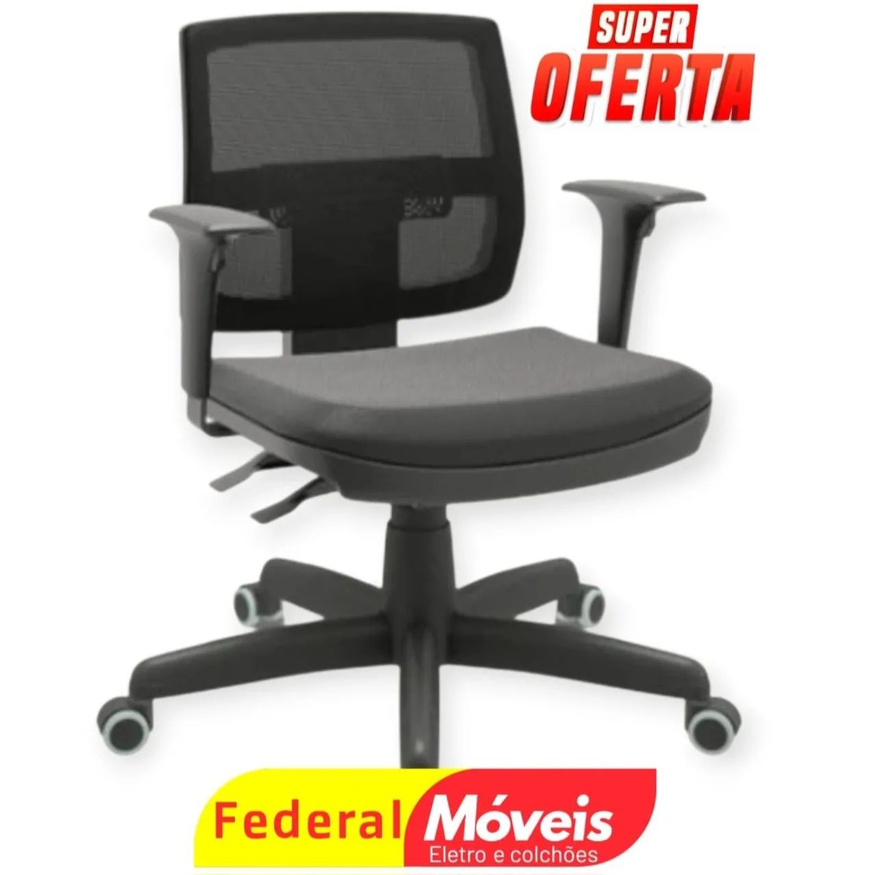 Cadeira Briza Executiva Preta Giratória - NOVA - Confortável, moderna e resistente