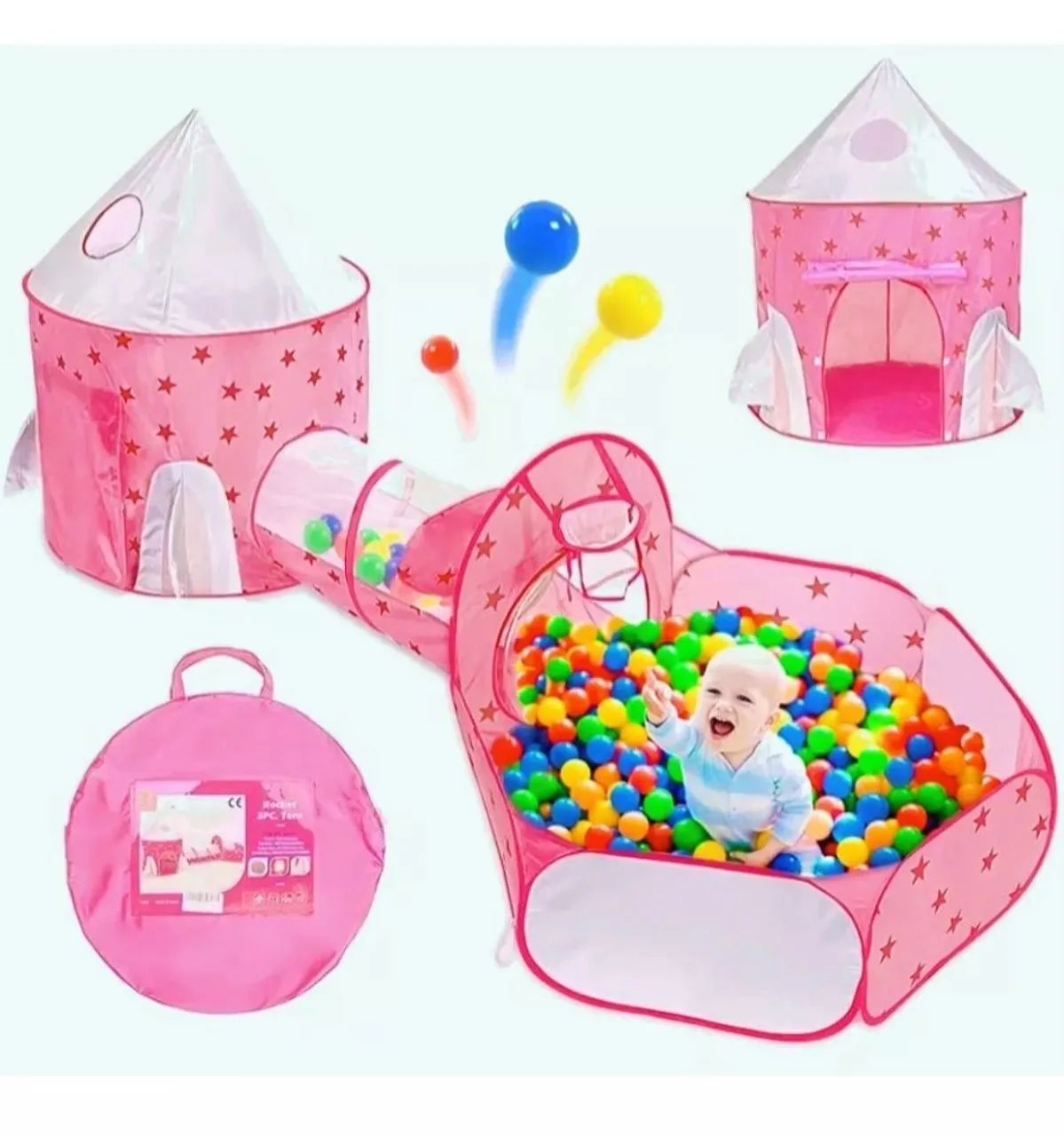 TENDA FOGUETE 3 EM 1 COM PISCINA DE BOLINHAS  - Foto 2