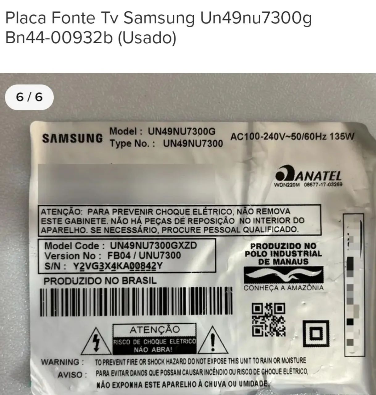 Placa fonte para TV LED Samsung Un49nu7300g - Foto 5