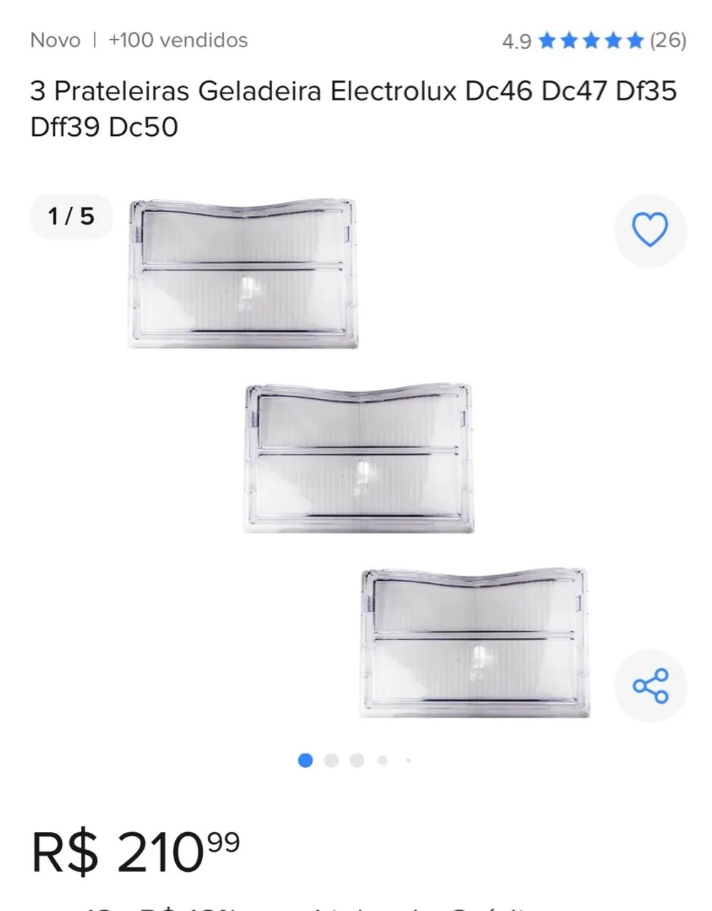 3 Prateleiras Geladeira Electrolux Dc46 Dc47 Df35 Dff39 Dc50