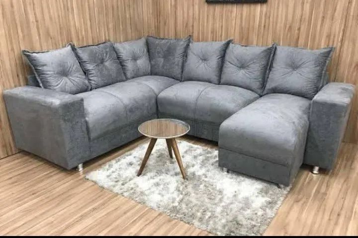 Sofá de Canto em Suede Marrom - Conforto e Estilo - Foto 4
