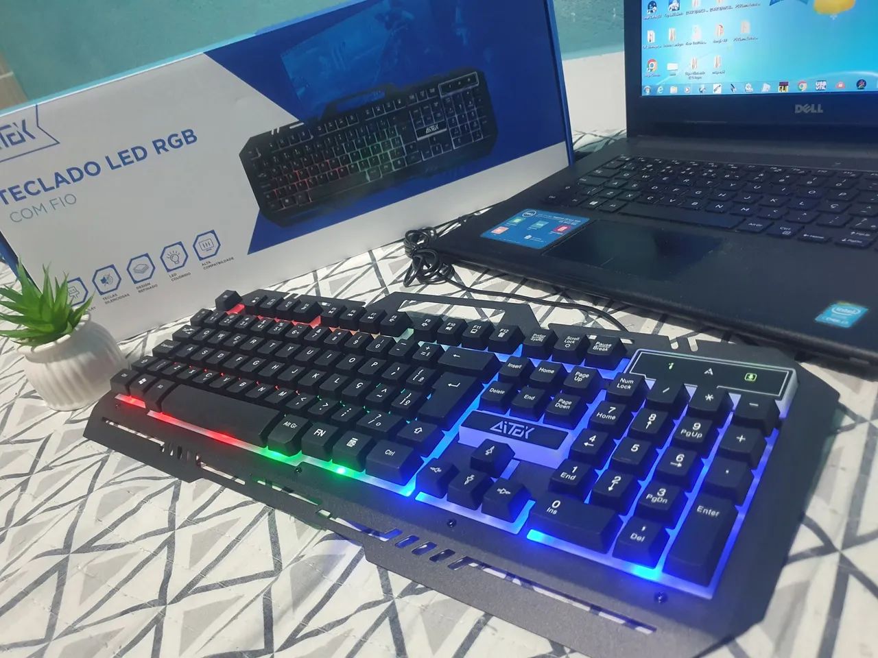 Teclado Gamer LED RGB ATEK com Fio, base metálica  - Foto 4