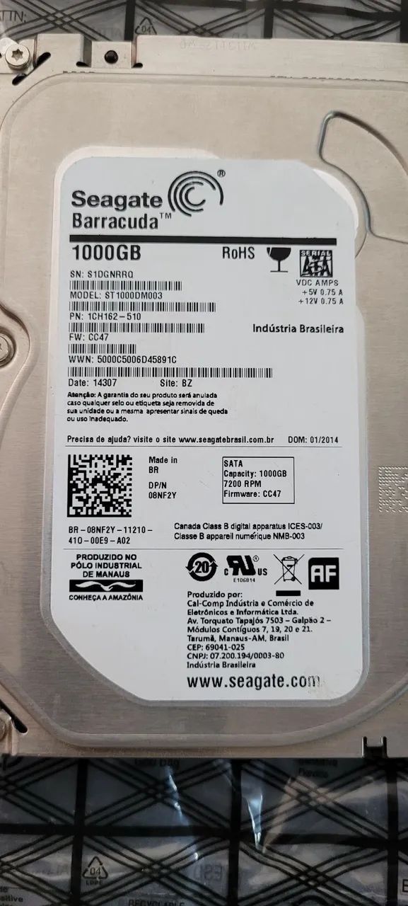 HD Seagate Barracuda 1TB 7200 RPM SATA