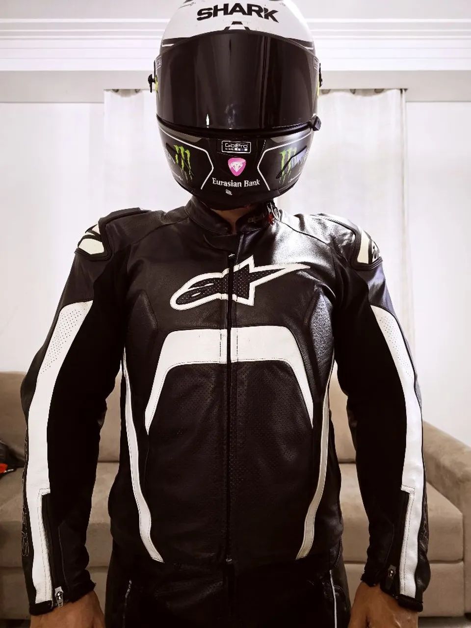 Jaqueta alpinestar Tech 1R n*54 couro original Peças para motos