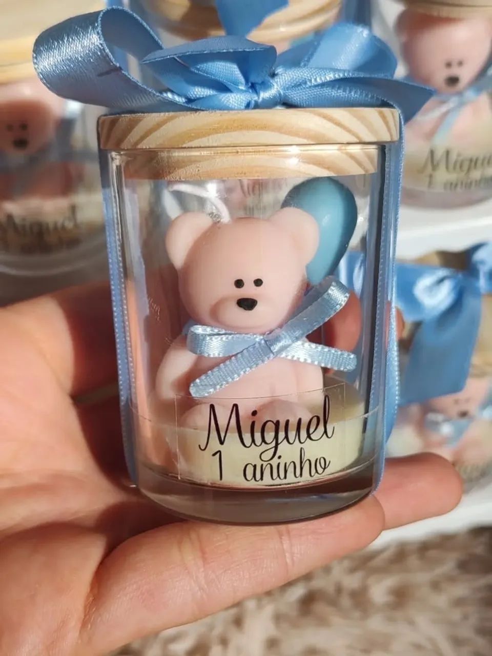 Lembrancinhas copo de vidro 70ml velas aromáticas formato de ursinho
