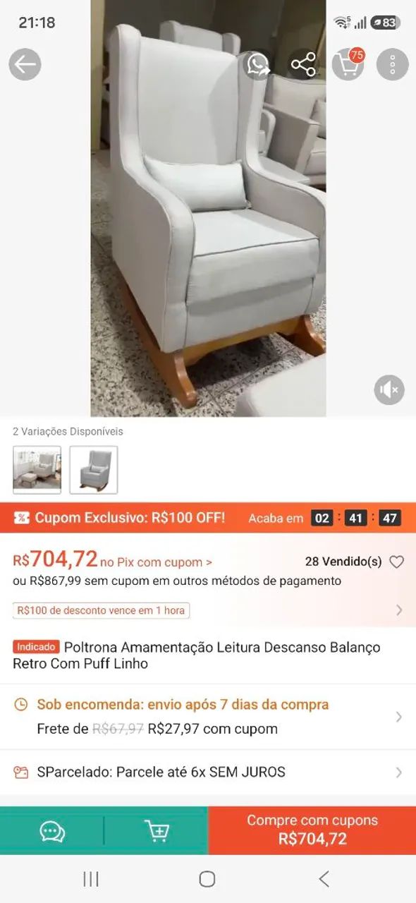 Poltronas amamentação linho  - Foto 3