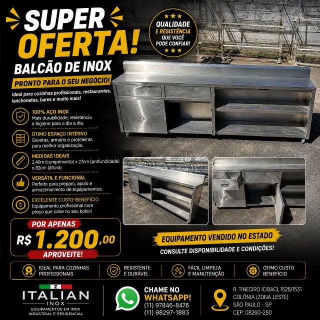 Balcão de Inox 2,40m