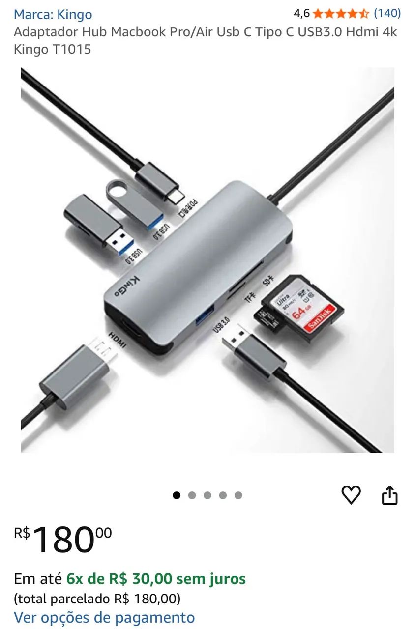 Adaptador Hub Kingo 7x1 