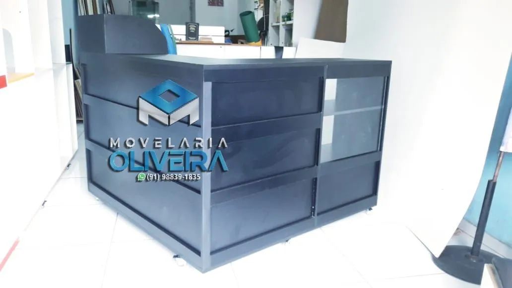 Balcão caixa com vitrine fronta em L no mdf preto fabricamos diversos modelos e cores  - Foto 3