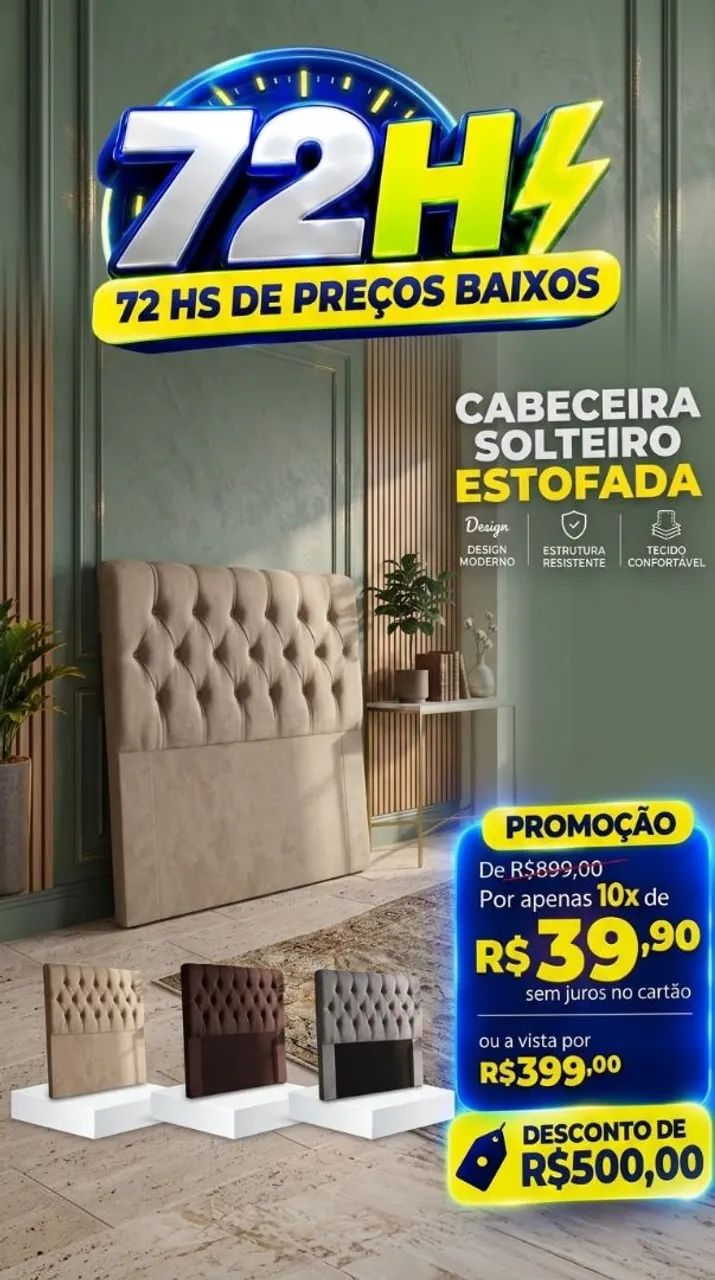 Cabeceira Solteiro Estofada 
