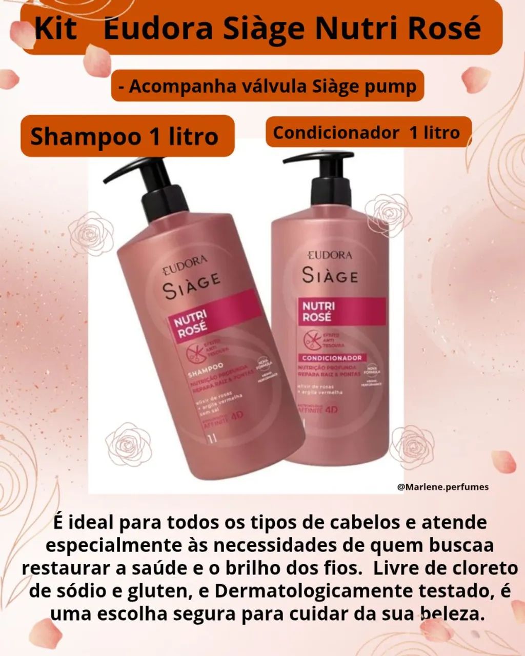 Kit Shampoo e Condicionador Eudora Siàge Nutri Rosé 1L