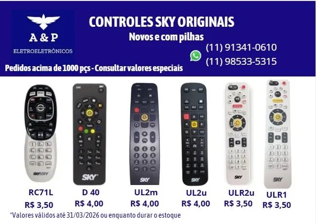 CONTROLE REMOTO SKY preços para distribuidores!
