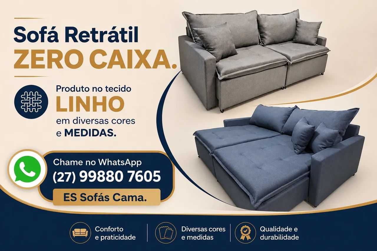 SOFÁ RETRÁTIL ZERO CAIXA, A PARTIR $ 1699,99 NOVOS - Foto 2