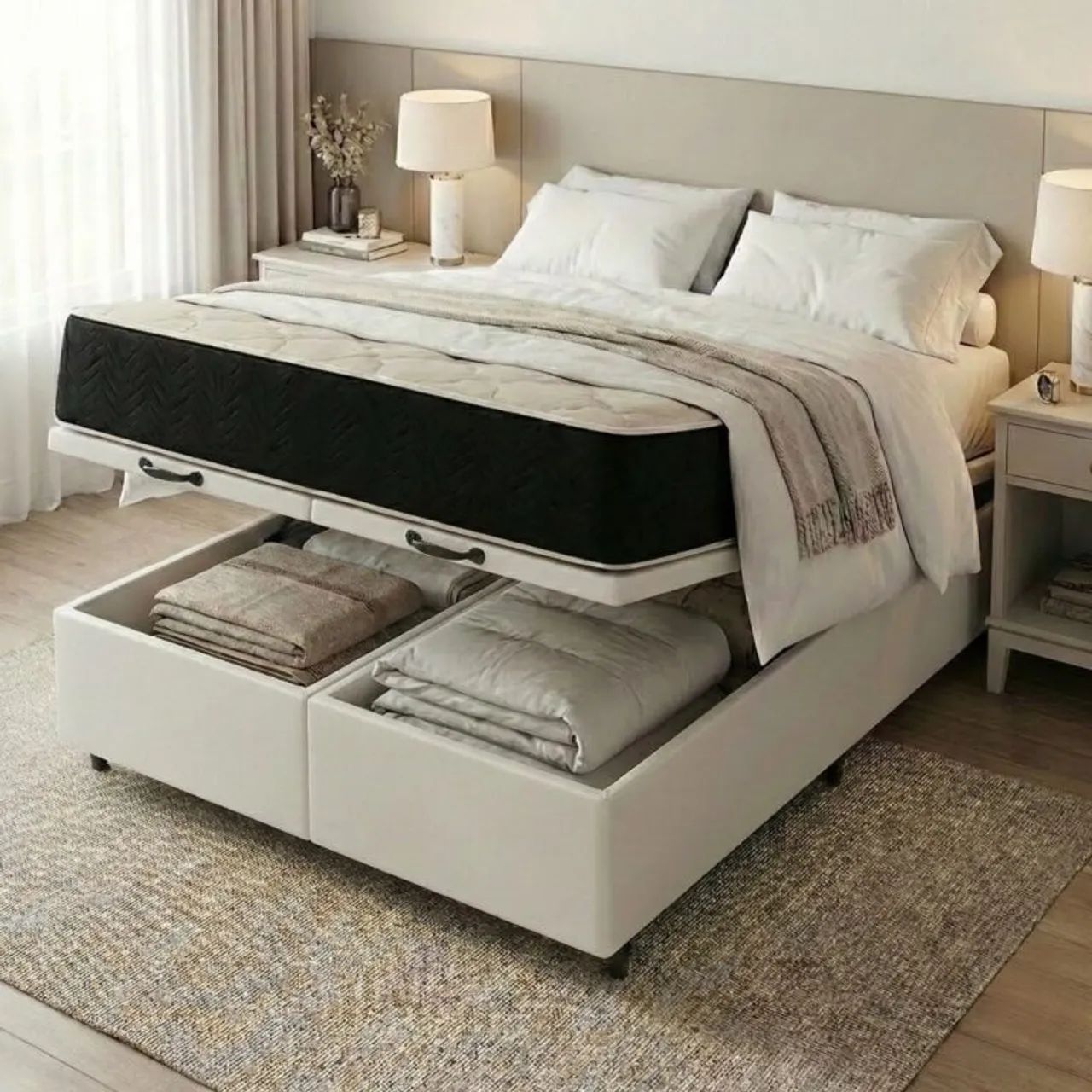 Colchão Queen Premium D45 + Base Box Baú Corino tt43 - Foto 3