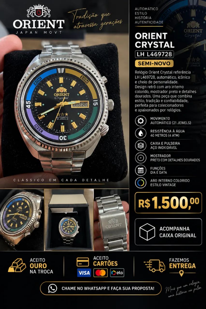Relógio Orient Crystal Automatico 
