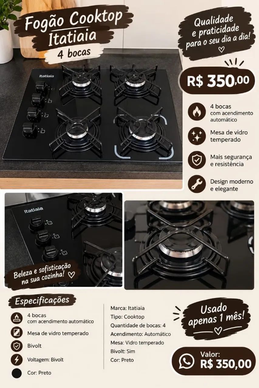 Cooktop 4 bocas .