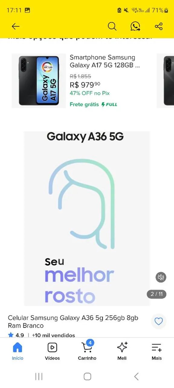 Celular Samsung Galaxy A36 5g 256gb 8gb Ram Branco - Foto 2