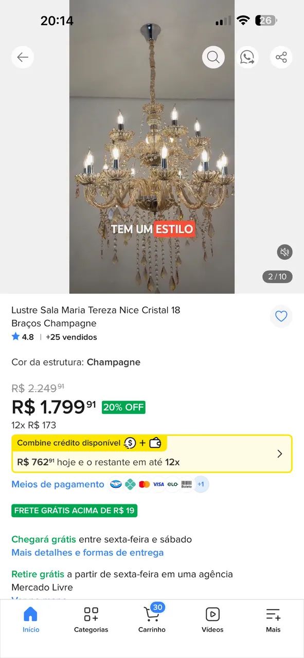 Lustre candelabro de 18 braços  - Foto 3