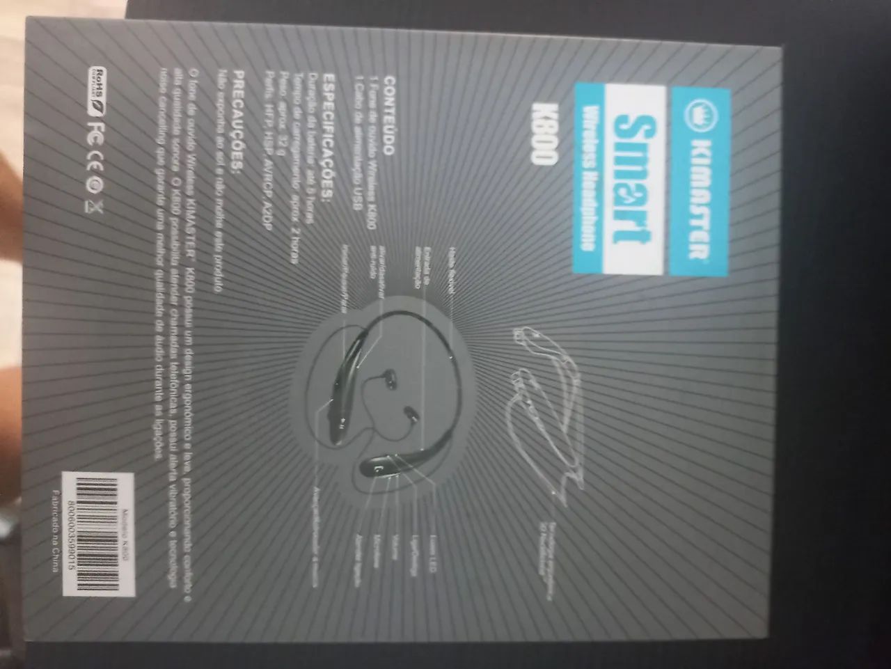 Fone bluetooth com fio Smart K800 - Foto 4