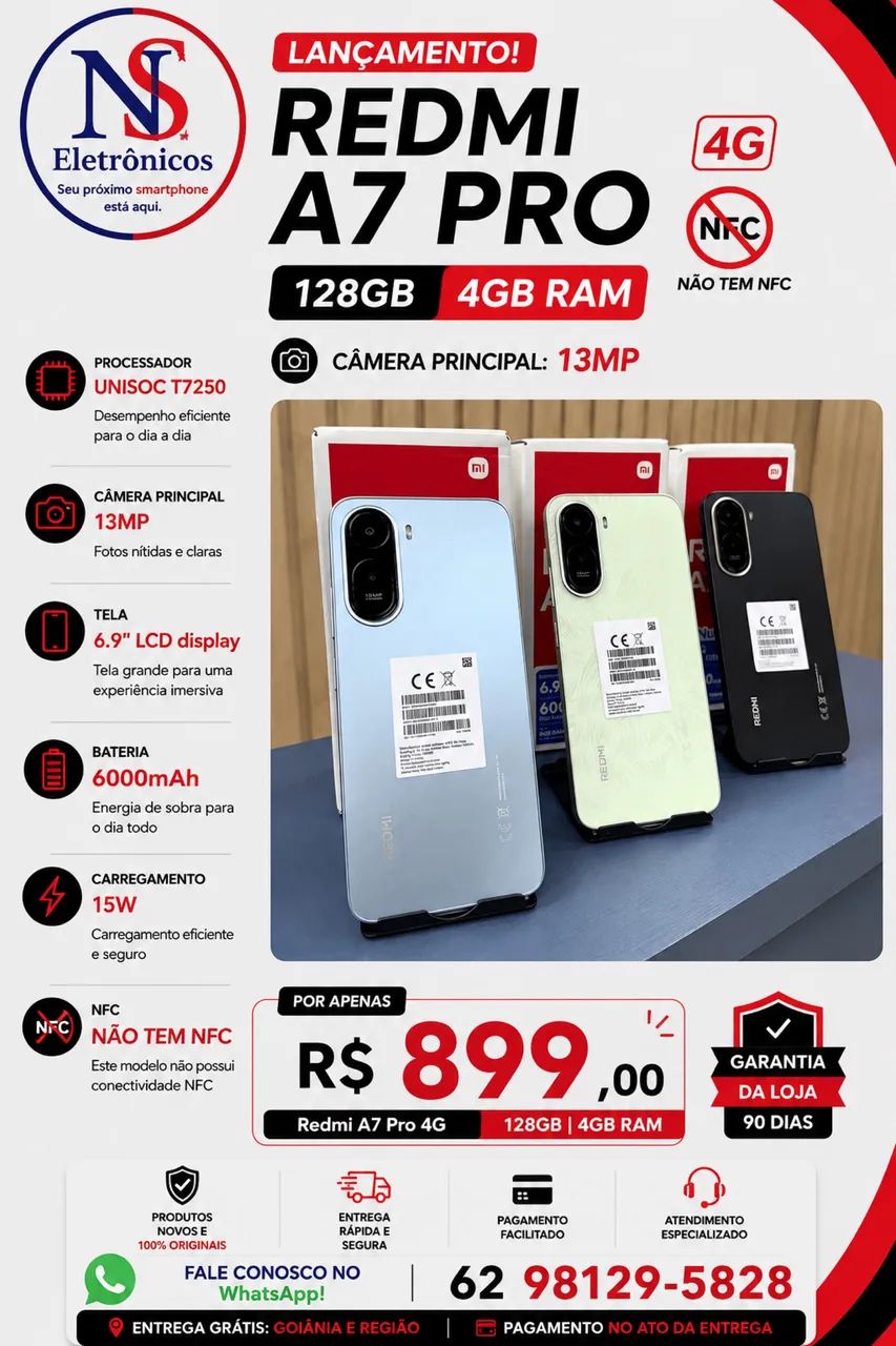 REDMI A7 PRO 4/128 LACRADO ENTREGAMOS GRÁTIS