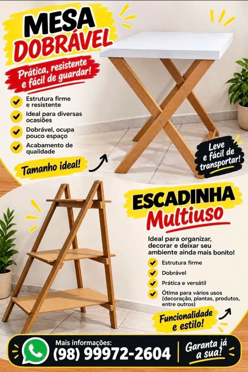 Mesa de decoração e escadinha 