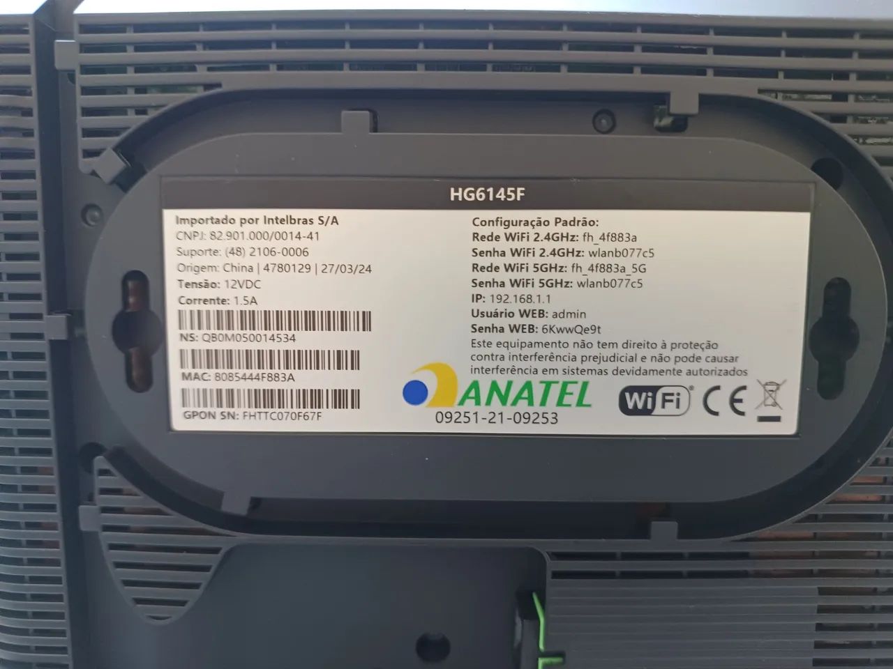 10 uni. Modem óptico hg6145f intelbras AX 1800 novo! - Foto 4