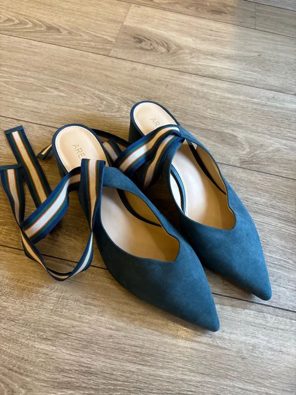 sapato arezzo nobuck azul 38 - Foto 2