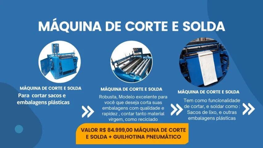 MÁQUINA DE CORTE E SOLDA PARA EMBALAGENS PLÁSTICAS + GUILHOTINA PNEUMÁTICA  - Foto 2