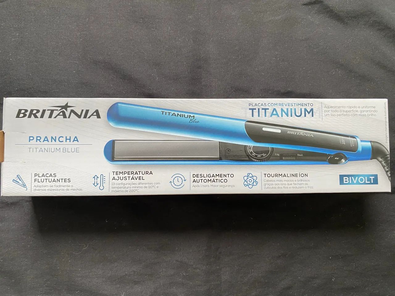 Prancha Britânia Titanium Blue Bivolt Nova na Caixa