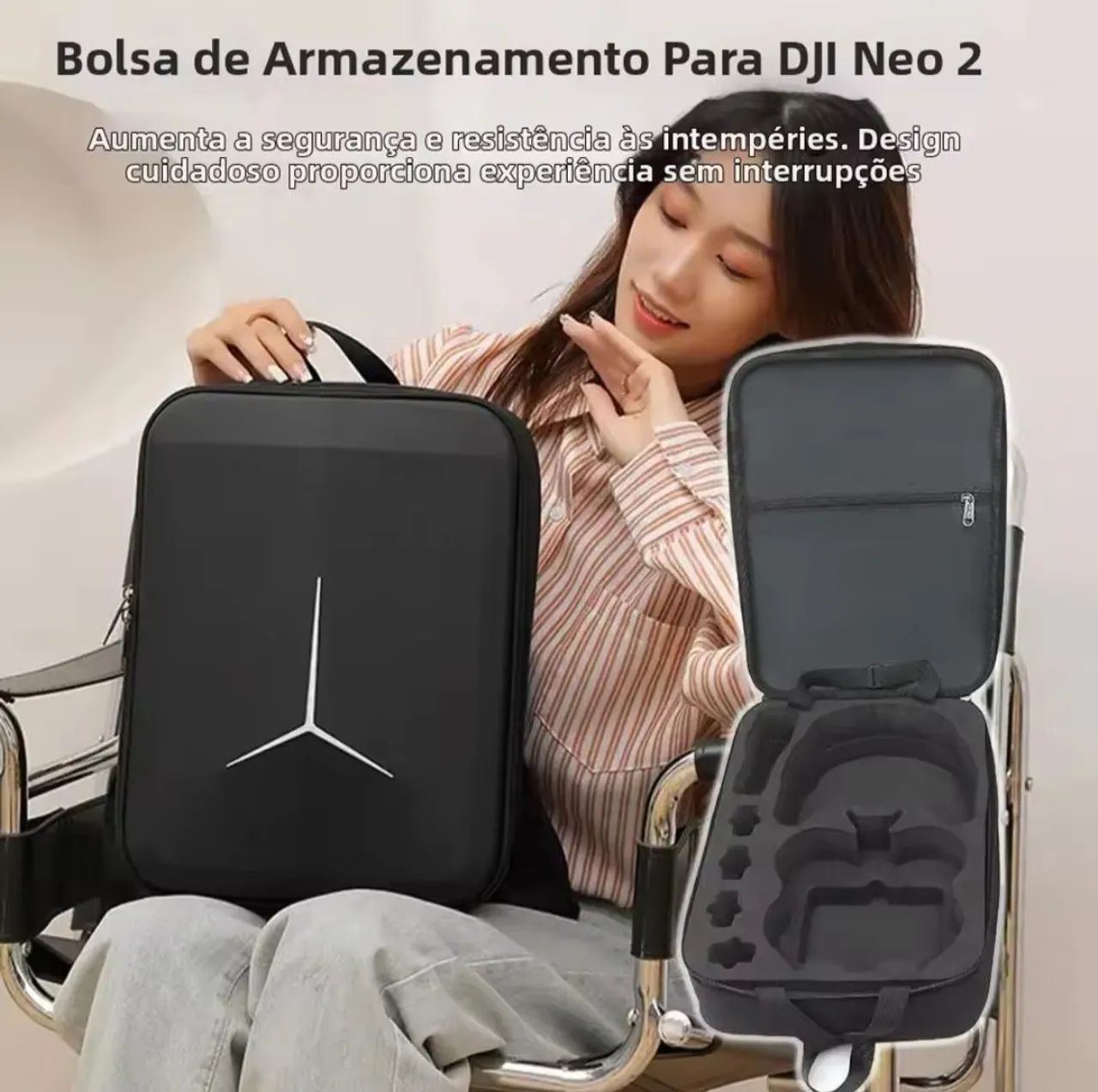 Case mochila drone dji neo 2 com óculos  - Foto 3